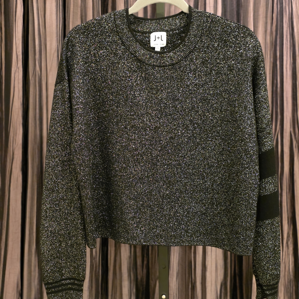 John + Jenn Black Metallic Crew Sweater